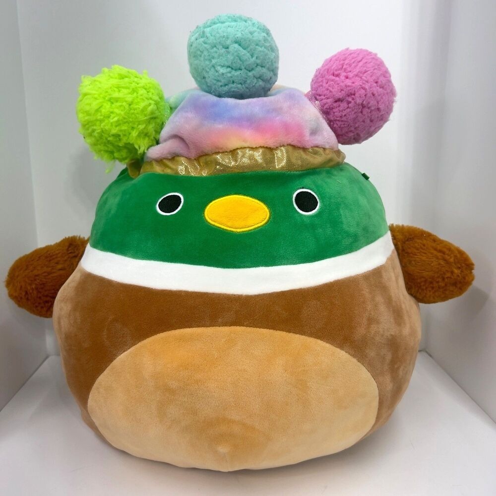 Squishmallow Squish-Doos Avery Mallard Duck 16 inch Rainbow Mohawk PlushKellytoy